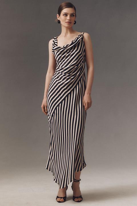 BHLDN Carissa Cowl-Neck Draped Printed Midi Dress