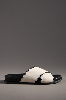 Shop Maeve Scallop Banded Slide Sandals In White