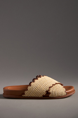 Shop Maeve Scallop Banded Slide Sandals In Beige