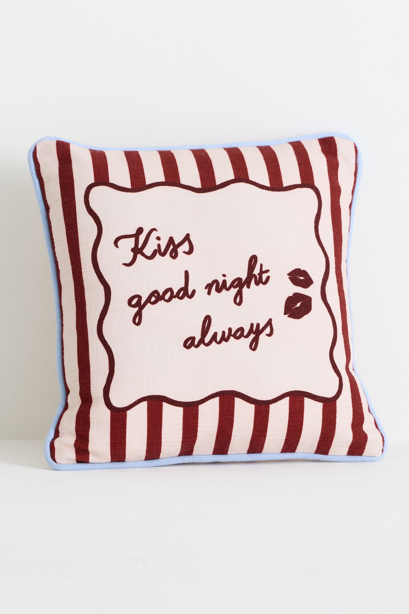 dduende studio Café Icon Cotton Pillow - Kiss Goodnight 12" X 12", Assorted