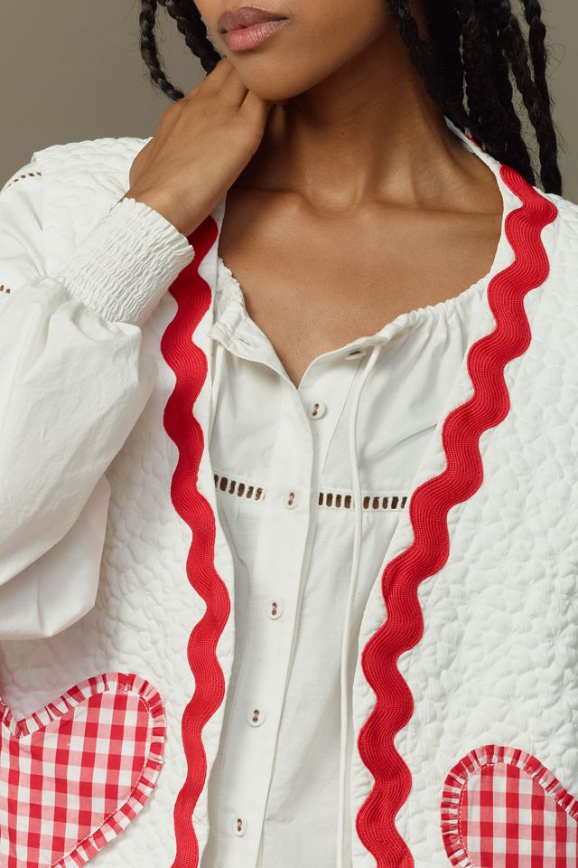 Flat White Quilted Heart Patch Vest #2