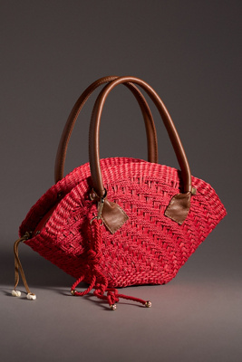 Sensi Studio Thick-weave Mini Basket Bag In Red
