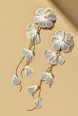 By Anthropologie Long Flower Drop Earrings