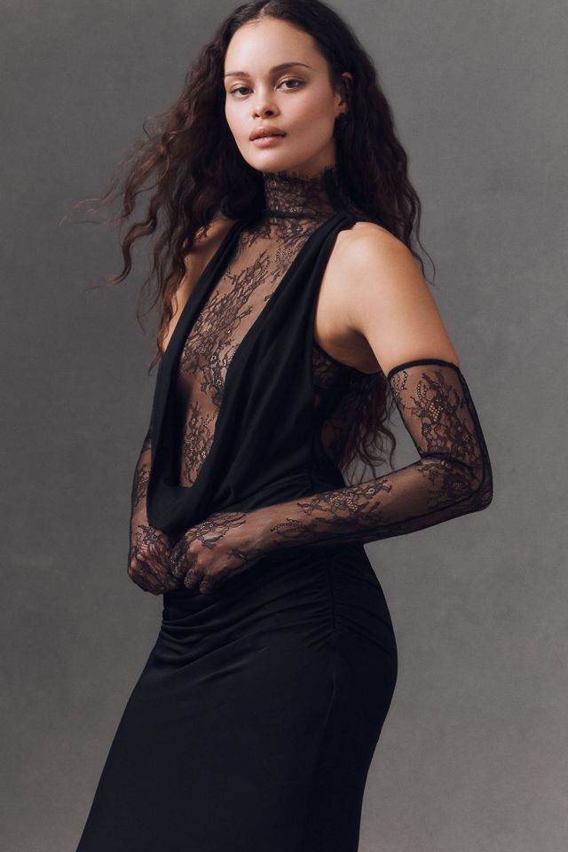 De La Vali Amaryllis Plunge Cowl-Neck Maxi Dress #5