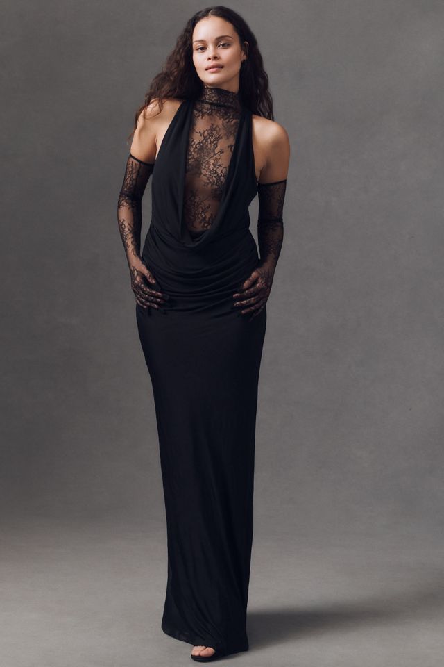 De La Vali Amaryllis Plunge Cowl-Neck Maxi Dress #4