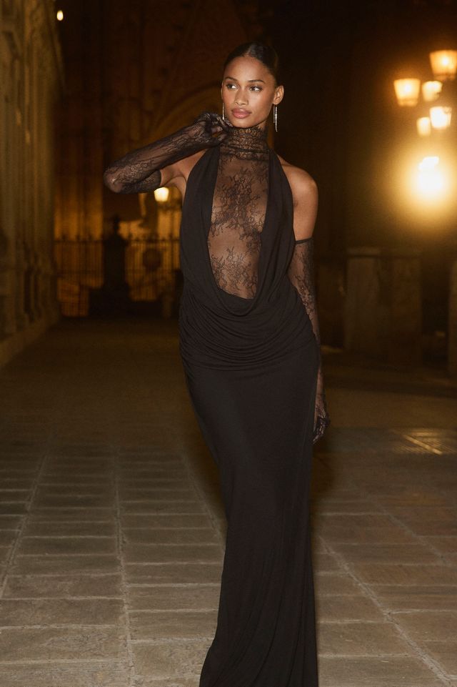 De La Vali Amaryllis Plunge Cowl-Neck Maxi Dress #1