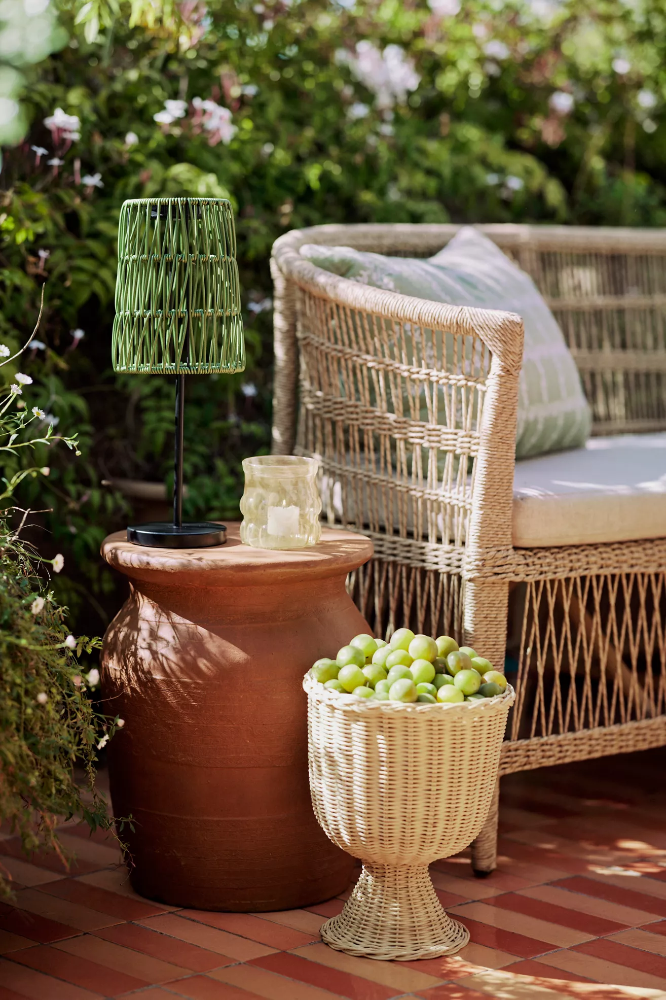 Cast Stone Side Table, Terracotta | Anthropologie