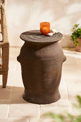 Terrain Cast Stone Side Table, Black