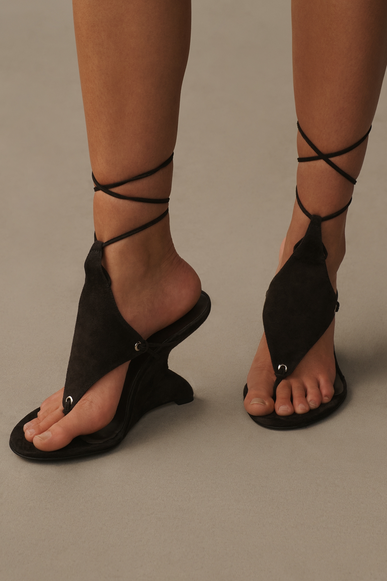 Jeffrey Campbell Tie-Up Thong Wedge Heels