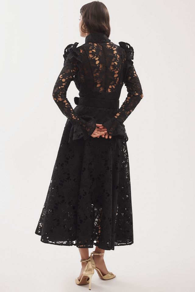 LEO LIN Aliyah Lace Butterfly-Sleeve Midi Dress #1