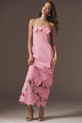 LEO LIN Rayna Appliqué Bustier Maxi Dress | Anthropologie