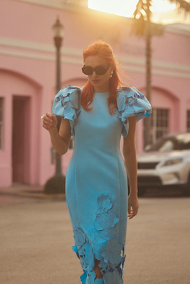 Leo Lin Lucinda Applique Maxi Dress In Cornflower Blue In Blue