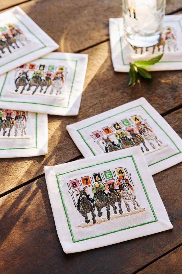 Pomegranate Embroidered Cocktail Napkins, Set of 6 #1