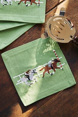 Pomegranate Embroidered Cocktail Napkins, Set of 6