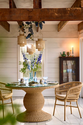 Terrain Pedestal All Weather Wicker Dining Table