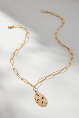 By Anthropologie Amor Oval Pendant Necklace In Gold