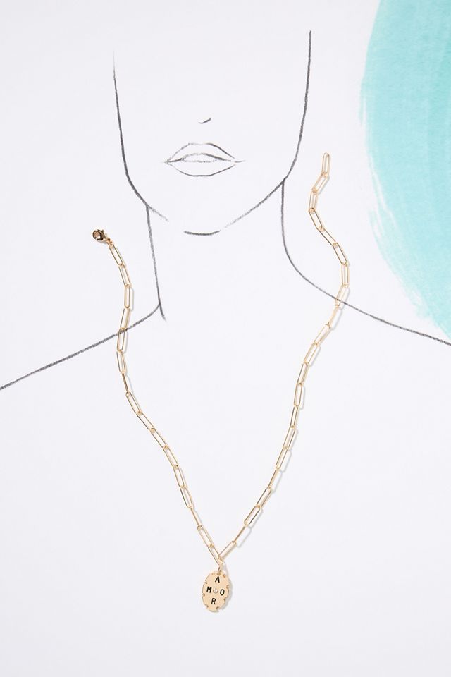 Amor Oval Pendant Necklace