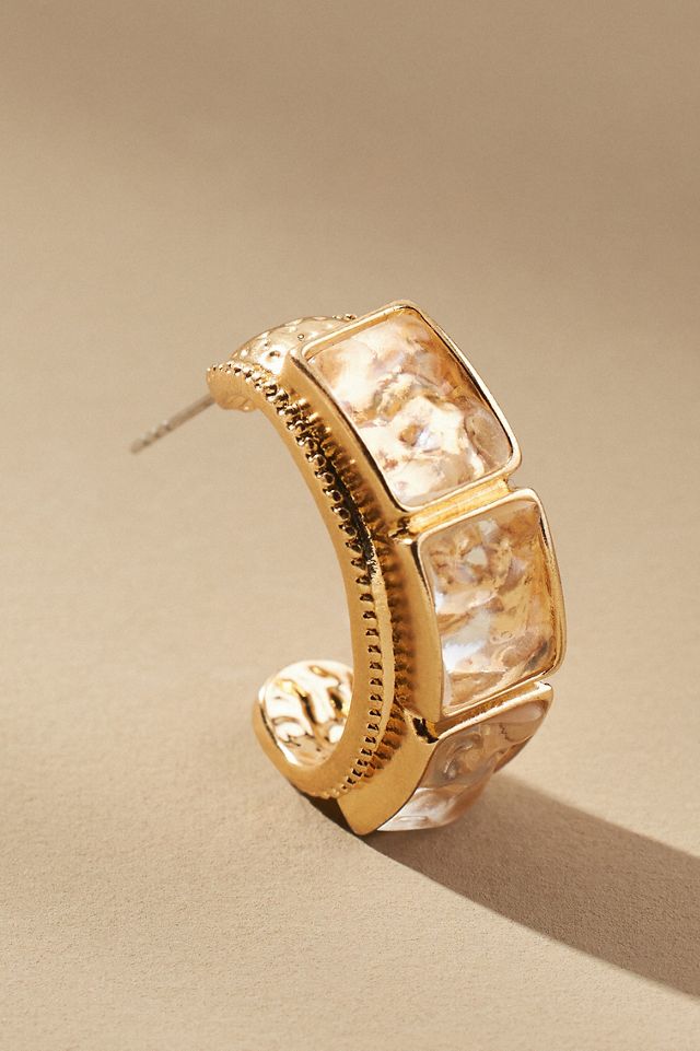 Squared Crystal Hoop Earrings #1