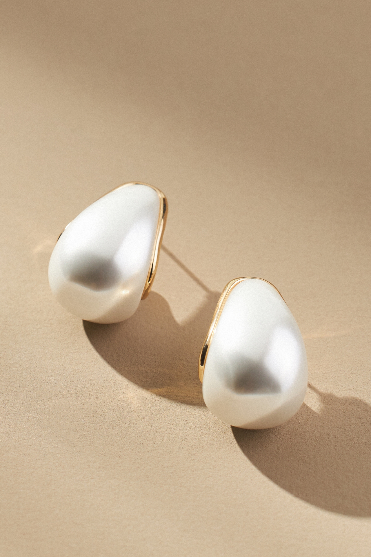 Squared Pearl Post Earrings