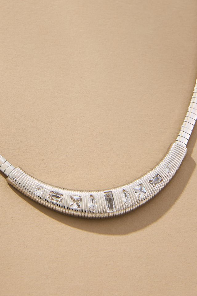 Collier Ras-de-Cou Chaîne Serpent Côtelé Cristal #1