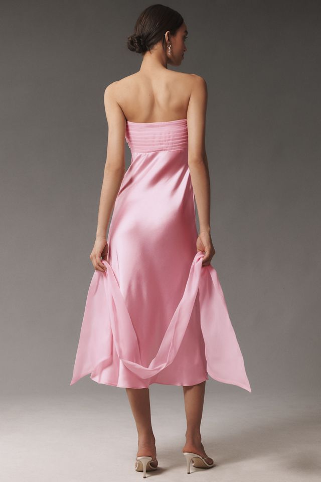 BHLDN Clara Strapless Satin Scarf Midi Slip Dress #1