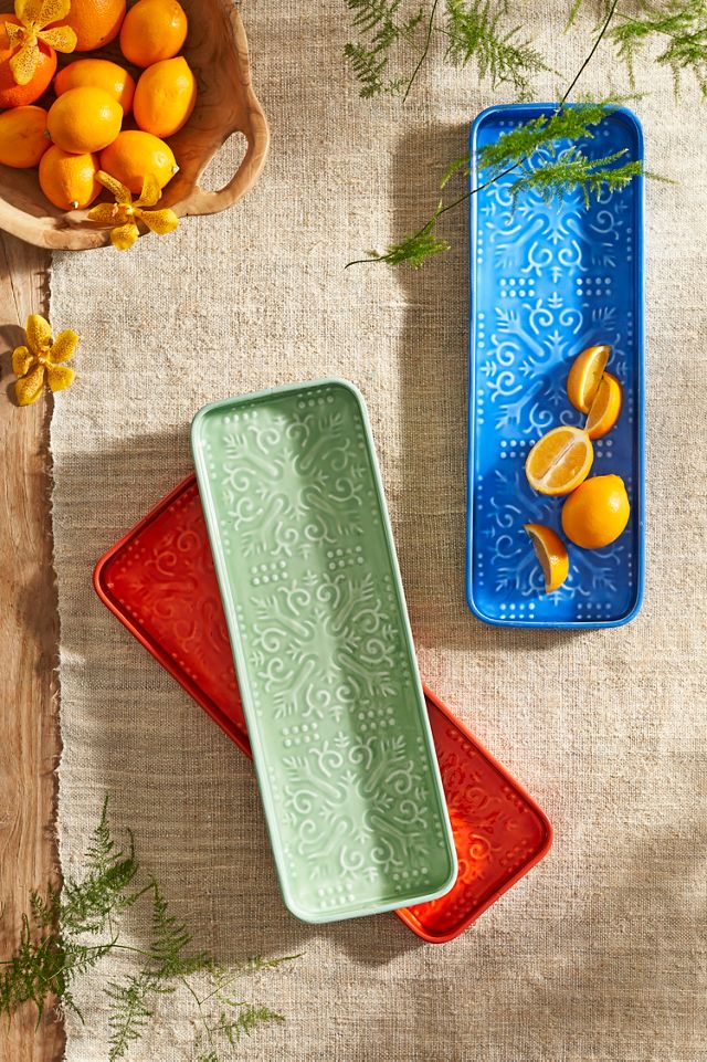 Patterned Enamel Rectangle Tray #2