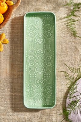 Patterned Enamel Rectangle Tray