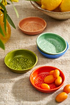 Patterned Enamel Jam Cups, Set of 5