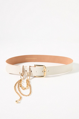 By Anthropologie Belt Loop Chain Leather Belt In Beige