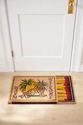 Anthropologie Tiger Matchbook Printed Coir Doormat