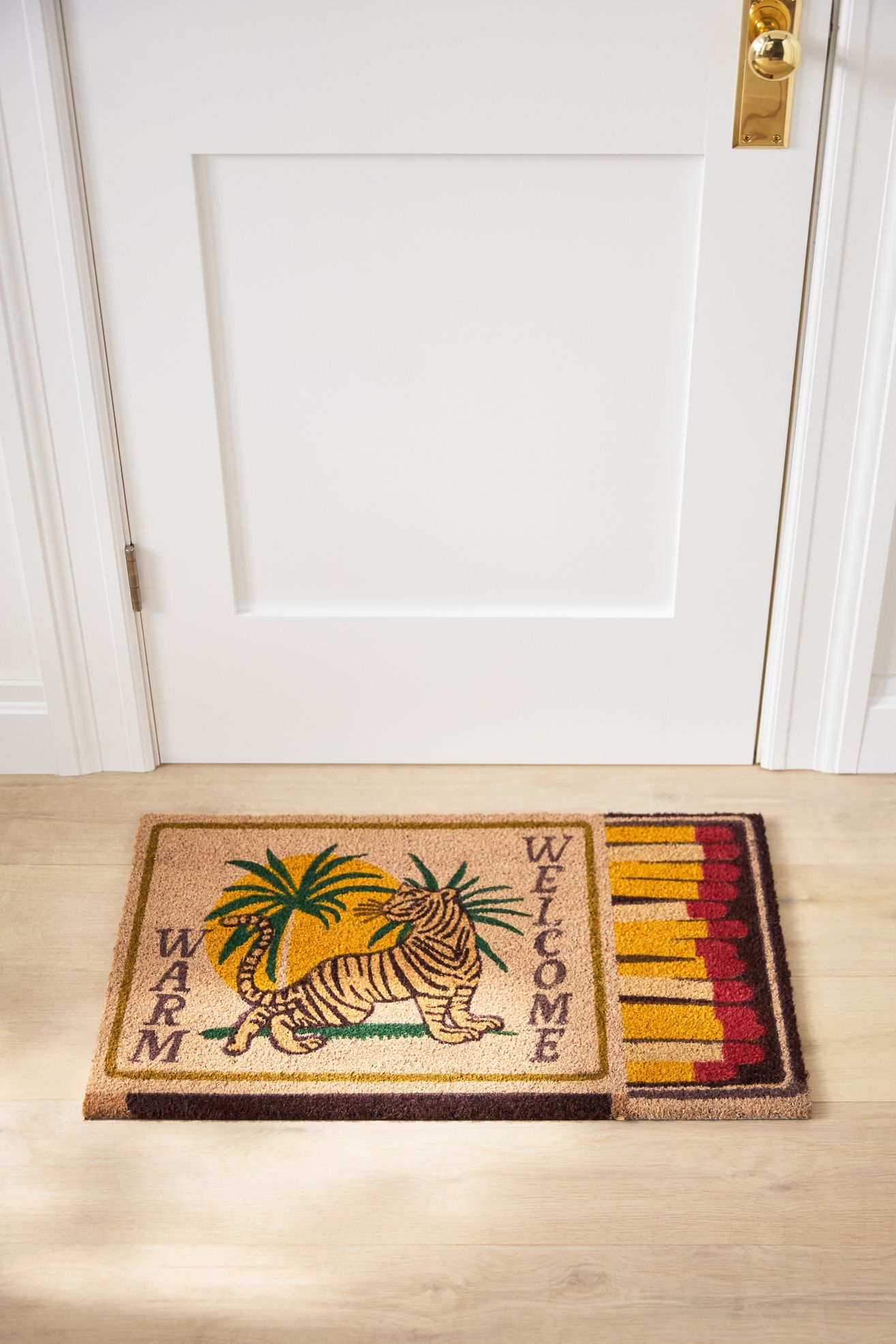 Matchbook Tiger Coir Printed Doormat - Multi, Standard, 18" x 30"
