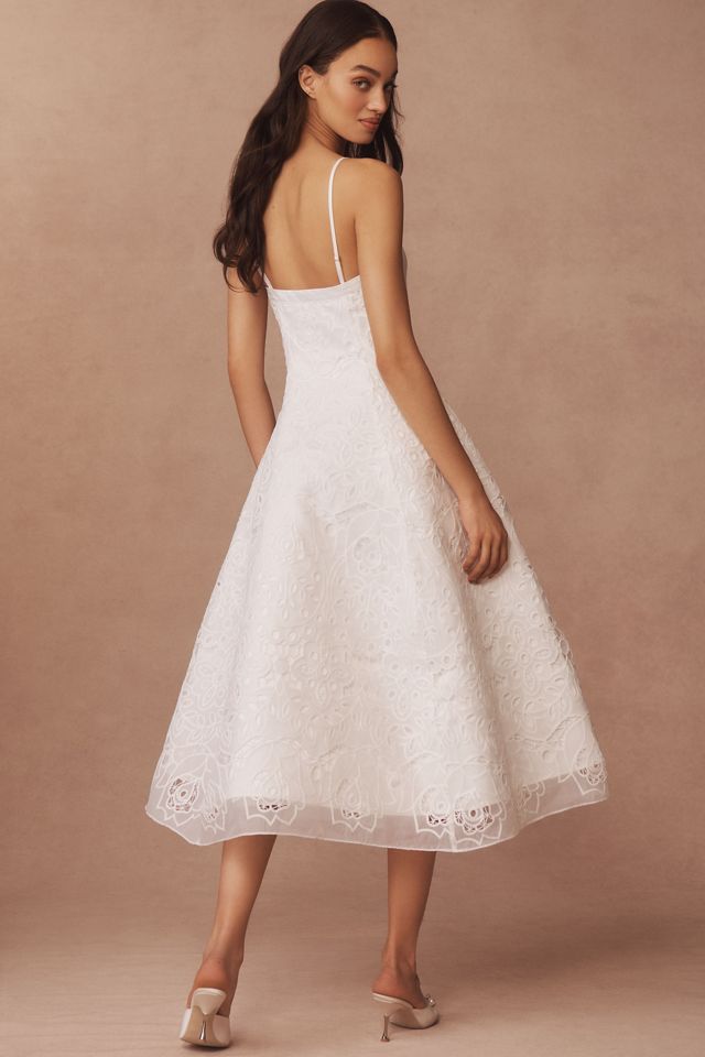 パーティードレス BHLDN Applique Square-Neck Fit & Flare Midi Dress BHLDN Fit-and-Flare Midi Dress | Anthropologie