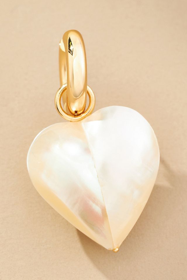 Pearl Heart Charm Huggie Earrings #3