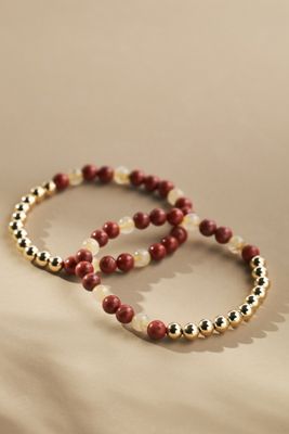 Mixed Metal Beaded Bracelets, Set of 3