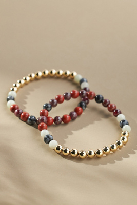 The Healer’s Collection N 82 Gut Health Bracelets, Set Of 2 In Gold