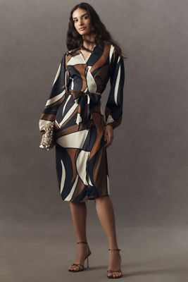 DIARRABLU Lala Long-Sleeve Wrap Midi Dress