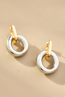 By Anthropologie Interlocked Mixed Metal Drop Earrings In Gold