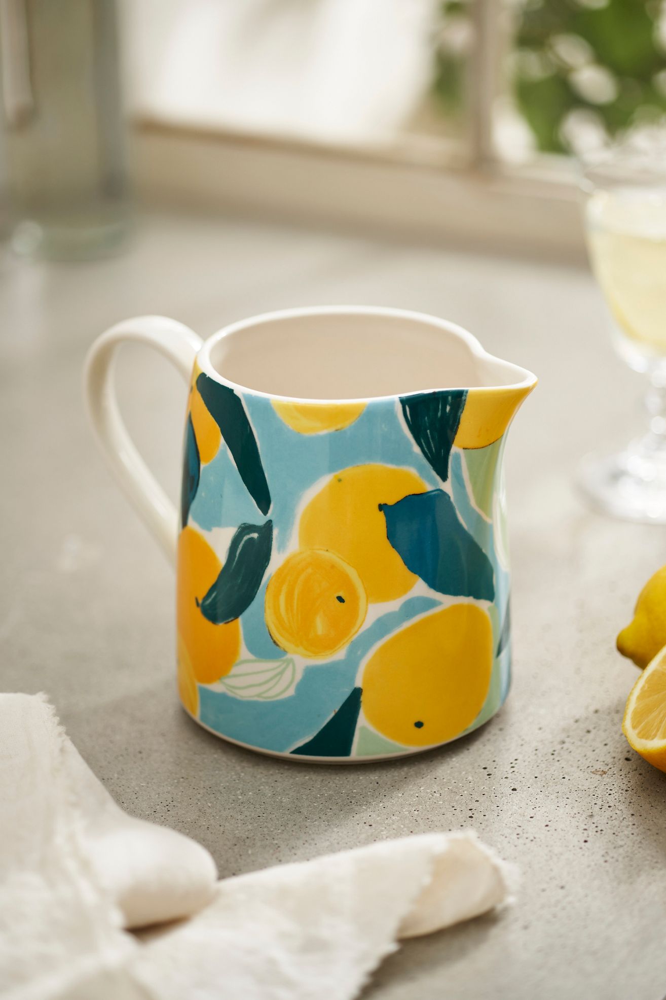 Citrus Grove Stoneware Measuring Jug - Blue, Standard, One Size