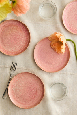 Terrain Reactive Glaze Stoneware Side Plates, Set Of 4