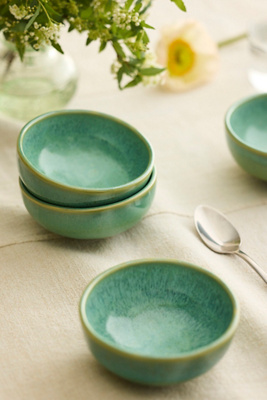 Anthropologie Reactive Glaze Stoneware Bowls, Set Of 4