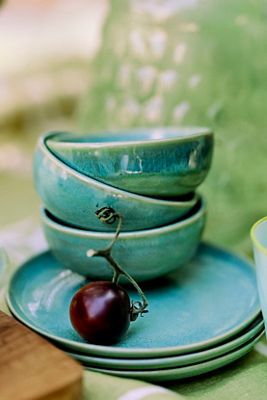 Reactive Glaze Stoneware Bowls, Set of 4