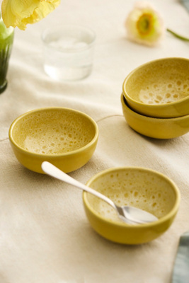 Anthropologie Reactive Glaze Stoneware Bowls, Set Of 4
