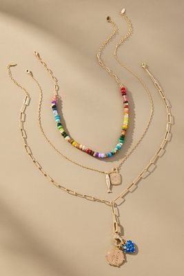 Shades of Sea Layered Necklaces: Charm Edition