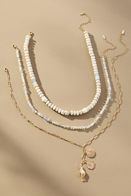 By Anthropologie Shades Of Sea Layered Necklaces: Charm Edition