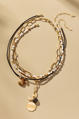 By Anthropologie Shades Of Sea Layered Necklaces: Charm Edition