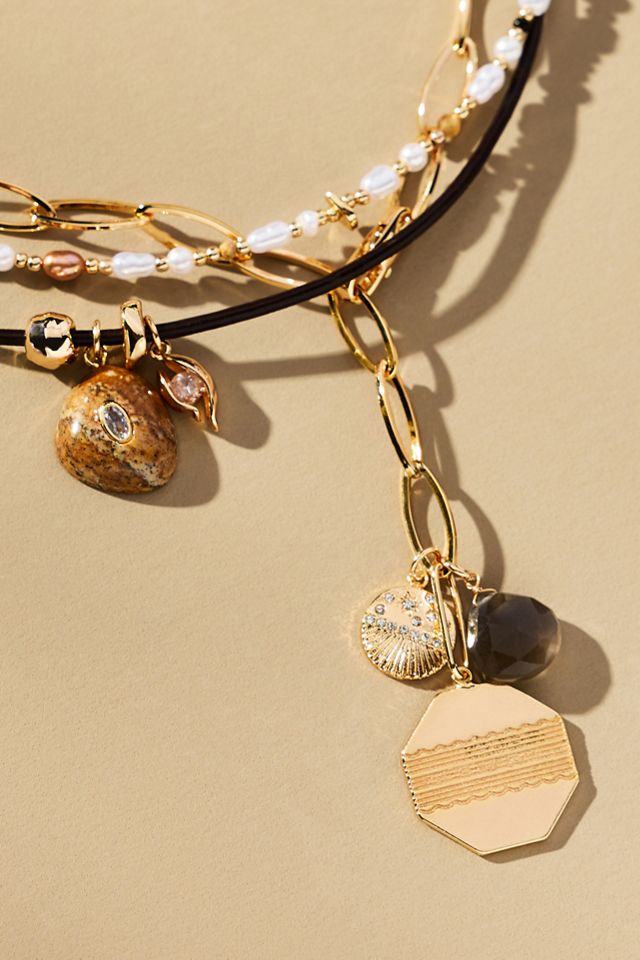 Shades of Sea Layered Necklaces: Charm Edition