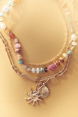 Shades of Sea Layered Necklaces: Charm Edition