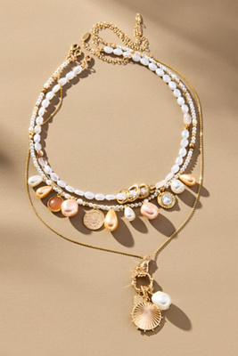 By Anthropologie Shades Of Sea Layered Necklaces: Charm Edition In White