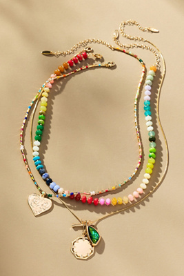 By Anthropologie Shades Of Sea Layered Necklaces: Charm Edition