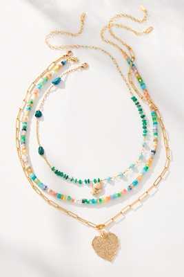 Shades of Sea Layered Necklaces, Set of 3: Charm Edition par en Blue - By Anthropologie - Modalova